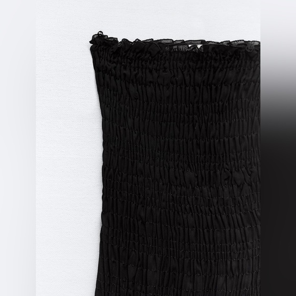 Zara RUCHED STRAPLESS Black DRESS Sz.S - Picture 7 of 13